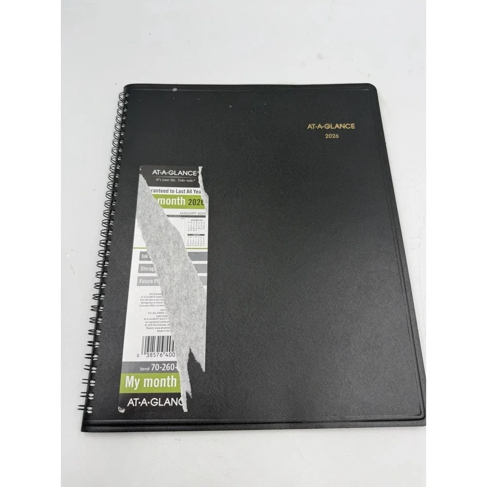 At-A-Glance 2026 Calendar Planner Monthly Black New Year 70-260G-05 Recycled